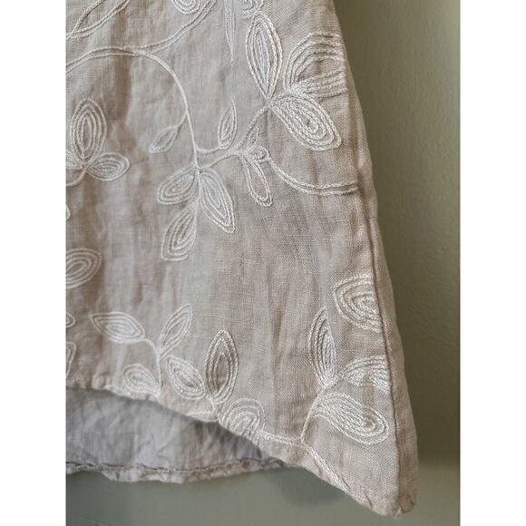 Valentina Naldi Beige Blouse Made Italy Ruffle Sleeve Floral Embroidered Small - Picture 5 of 16